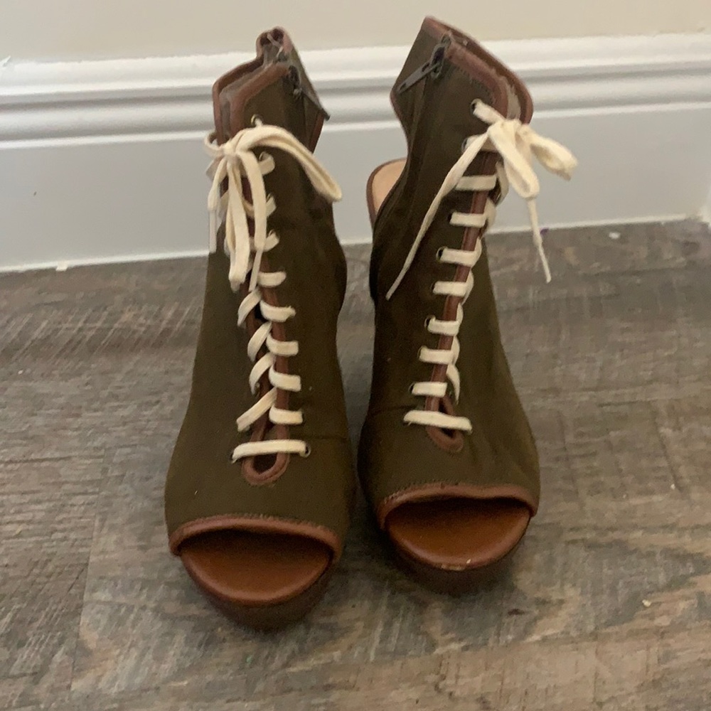 Steven bootie laced wedges